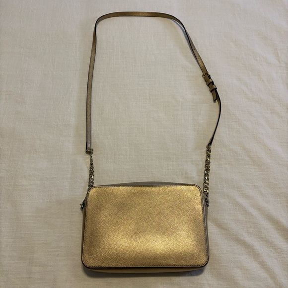 Michael Kors Gold Jet Set Crossbody Purse - Picture 3 of 7